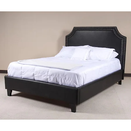 Queen Size Upholstered Bed in Dark PU